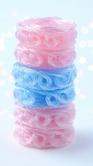Stack of Pastel Pink and Blue Textured Rings