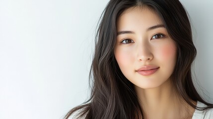 Fototapeta premium pretty Asian woman with radiant flawless skin, facial and skincare beauty industrial model portrait on soft light background