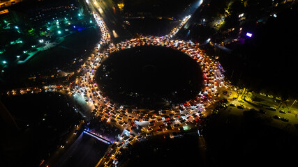 Drone shot of Damascus, Celebrations for the fall of Bashar al-Assad.