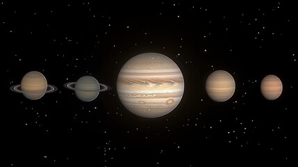 Exploring the gas giants and its moons in deep space science visualization cosmic environment astronomical viewpoint