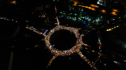 Drone shot of Damascus, Celebrations for the fall of Bashar al-Assad.