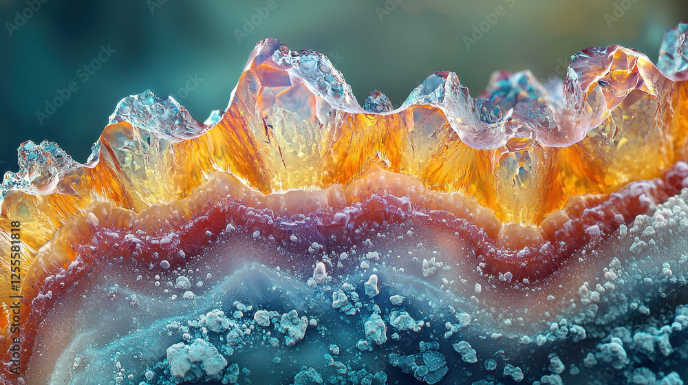 Poster close-up view of human tooth enamel revealing intricate crystalline structure and patterns