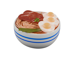 ramen japanese soup isolated on white