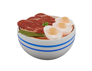 ramen japanese soup isolated on white