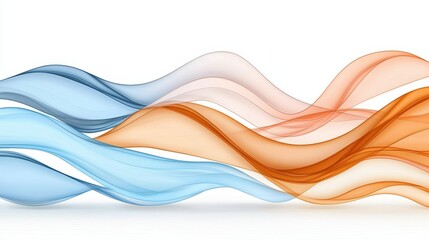 Obraz premium Colorful flowing waves in blue, orange, and soft white with smooth curves and elegant design