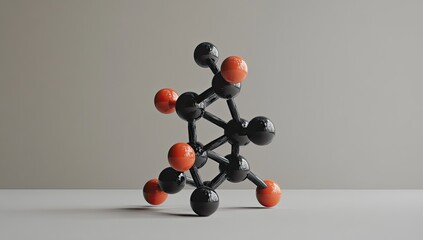 A Detailed 3D Molecular Model of an Organic Compound Displayed Against a Neutral Background.