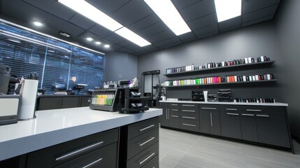 Modern and Sleek Office Space with Colorful Supplies