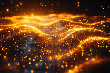 Obraz premium An abstract digital banner featuring a data connection theme in white and yellow colors