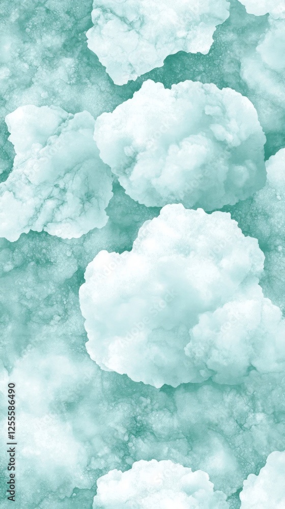 Poster teal and white abstract cloud pattern background