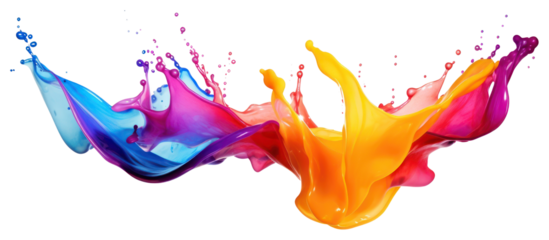 Rainbow liquid splash abstract art expression.