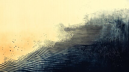 Abstract wave design soft yellow gold blue hues. AI Generated