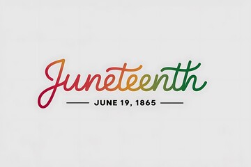 Juneteenth June 19, 1865 Handwritten Script Design with Afrocentric Gradient on White Background – Emancipation Day Art for Black History, Freedom Celebration, and Cultural Awareness"
