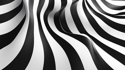 Abstract Black White Stripes Flowing Dynamically. AI Generated