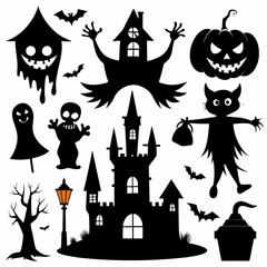 Spooky Halloween Silhouette Set for Design Projects