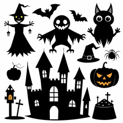 Spooky Halloween Silhouette Set for Design Projects