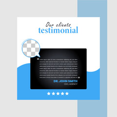 Simple client testimonial or customer feedback card with rating star for website