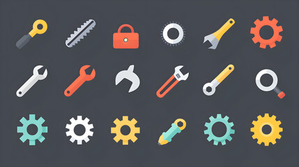 Quick Fix Icons - Minimalist, Colorful Representation of Repair and Solutions for User Interfaces