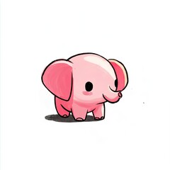 Obraz premium Adorable Pink Baby Elephant Cartoon Illustration