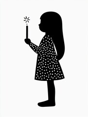 Christ prayer eternity. A silhouette of a girl in a polka-dotted dress holding a candle, radiating a spark, evoking themes of celebration and innocence.