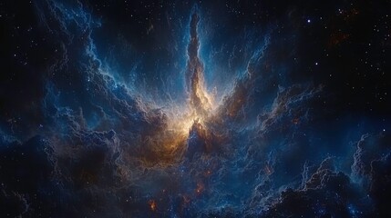 Fototapeta premium Cosmic explosion of stars and nebulae outer space digital art galactic environment wide-angle perspective astrophysics