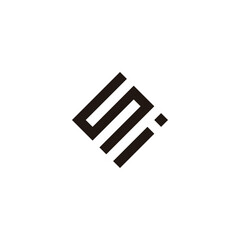 Letter Si square geometric symbol simple logo vector