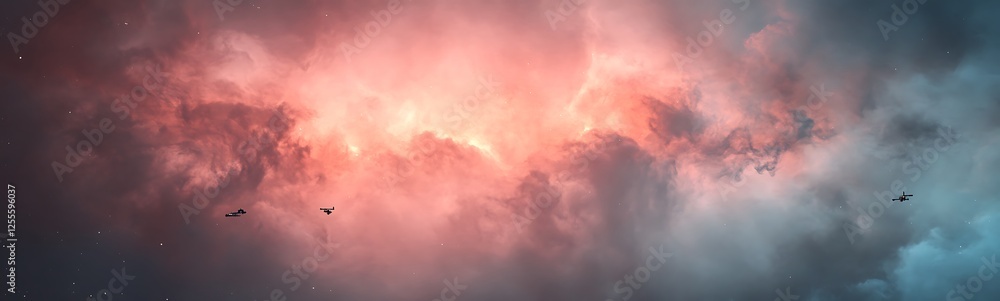 Aufkleber vibrant clouds illuminated by light, creating a dramatic and ethereal atmosphere.