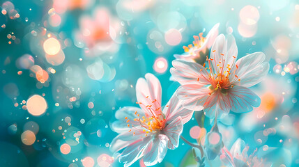 
Beautiful gentle spring background with flowering branches. Empty space for text. For postcard, invitation, background