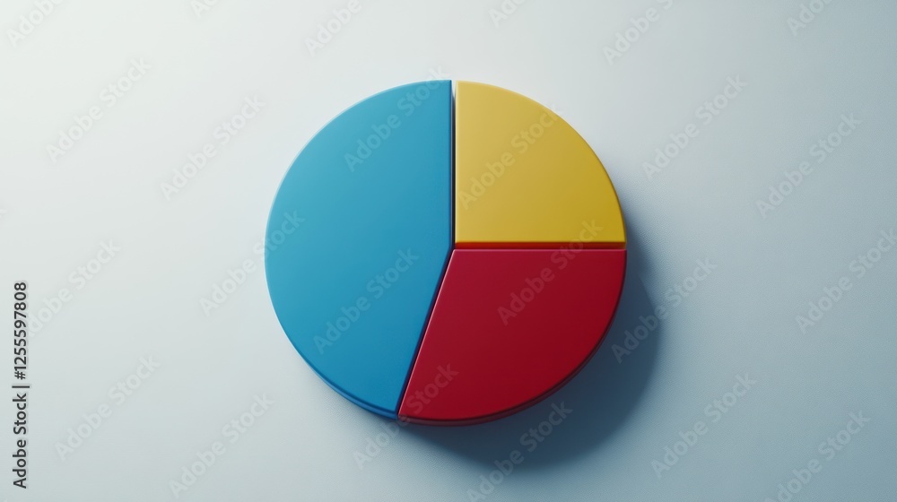 Poster colorful pie chart graphic on plain background. possible use data visualization
