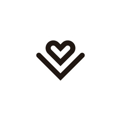 Letter V heart geometric symbol simple logo vector