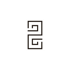 Number 2 lines, square geometric symbol simple logo vector