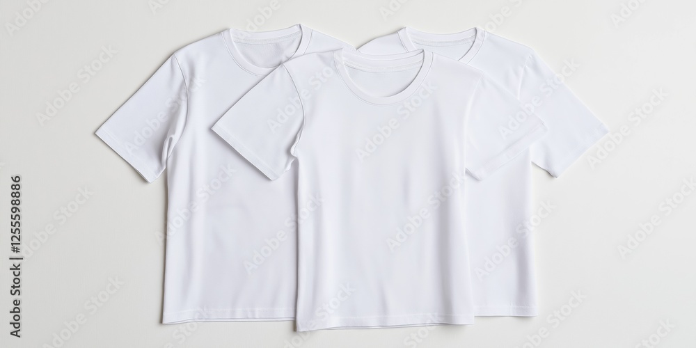 Poster three white shirts are displayed on a white background. the shirts are all the same color and style,