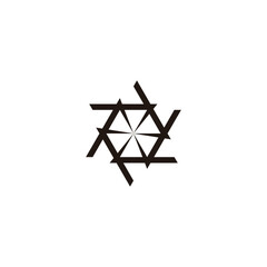 Hexagon, rounded, knifes geometric symbol simple logo vector