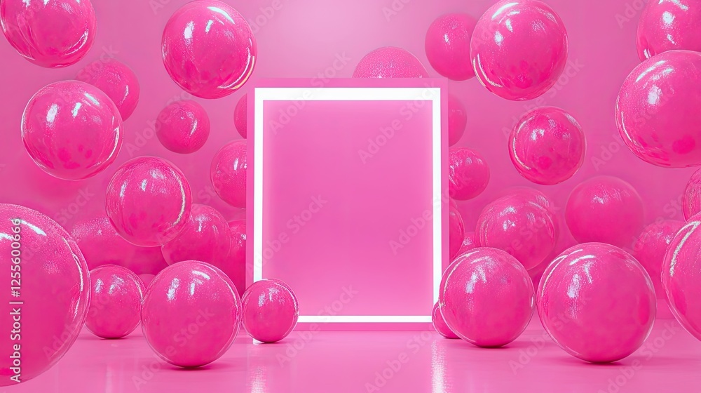 Poster minimalist mockup frame in a simple 3d render, with a white background emphasizing the design area