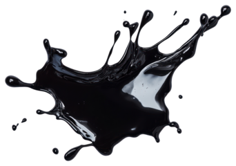 Black liquid splash background isolated abstract.