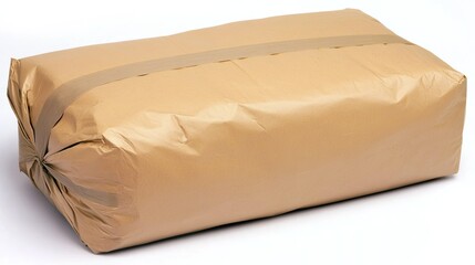 Neatly wrapped package with smooth lines, photographed against a clean white background