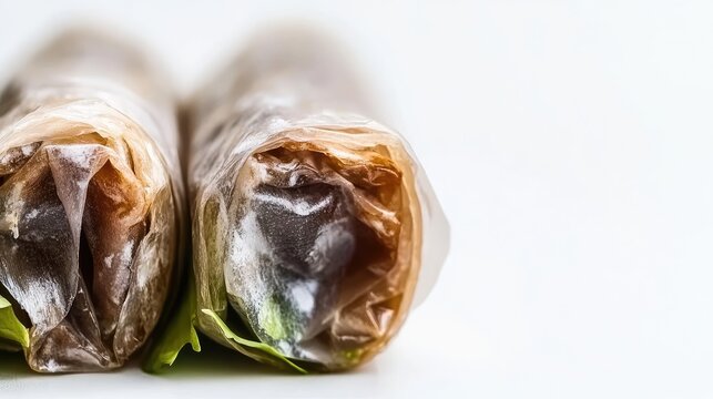 Simple food wrap, tightly wrapped with soft edges, isolated against a plain white background