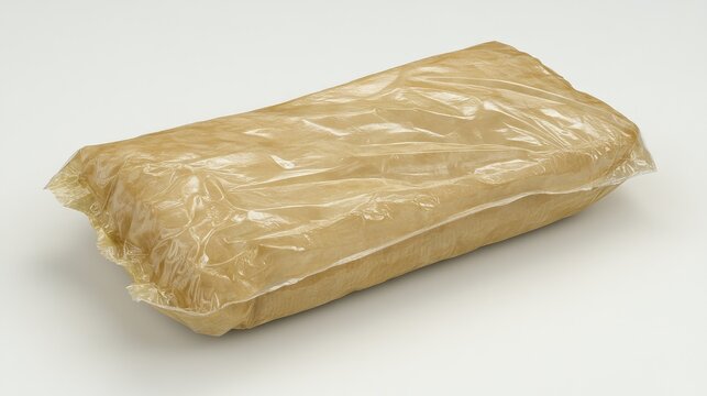 Simple food wrap, tightly wrapped with soft edges, isolated against a plain white background