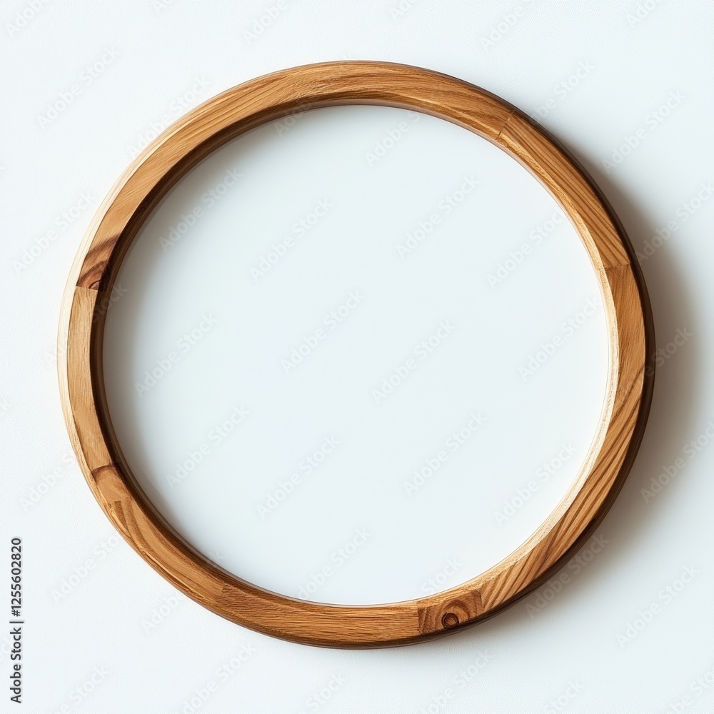 Aufkleber simple round wooden frame in retro style with clean lines against a white background perfect for min