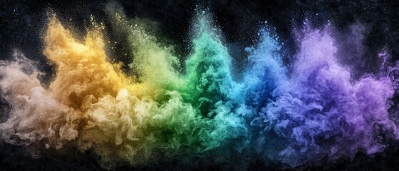 Obraz premium Vibrant Rainbow Powder Explosion Against Dark Background