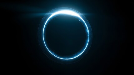 Glowing blue ring illuminates dark background subtly. AI Generated