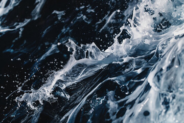 Obraz premium Water splashes on a dark blue background. Abstract background for design. Generative AI