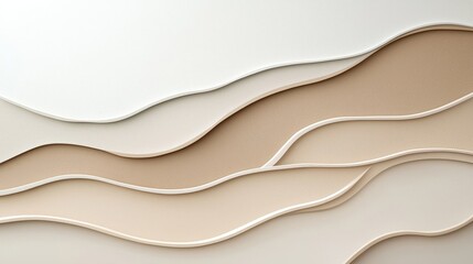 Fototapeta premium Abstract Wavy Layers of Neutral Tones on Textured Surface for Modern Design Concepts