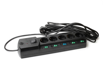 Power bar with built-in surge protector and multiple outlets