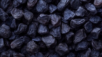 Close-up of Deep Dark Blue Dried Raisins