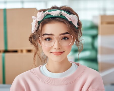 Revolutionizing Warehousing A Vision of Tech-Driven Inventory Management with Augmented Reality Witness a Warehouse worker using AR glasses for seamless logistics tracking and optimized workflows