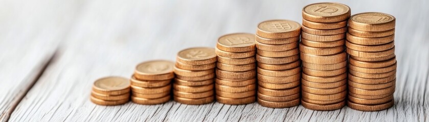 Visualize financial success with this image depicting wooden profit chart blocks arranged in ascending order, symbolizing growth and achievement Use this versatile stock photo for business