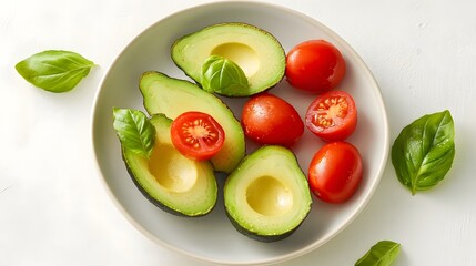 Colorful composition of sliced avocado and citrus fruits, showcasing freshness and health benefits