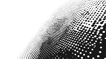 Abstract Halftone Pattern Swirling Dynamically Black White Dots. AI Generated