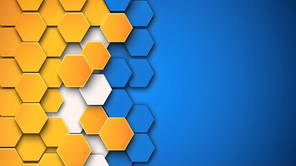 Colorful Hexagonal Pattern on Blue Background for Modern Designs