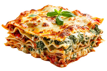 Vegetarian Spinach Lasagna: Layers of Flavor and Nutrition in Every Bite Isolated on Transparent Background